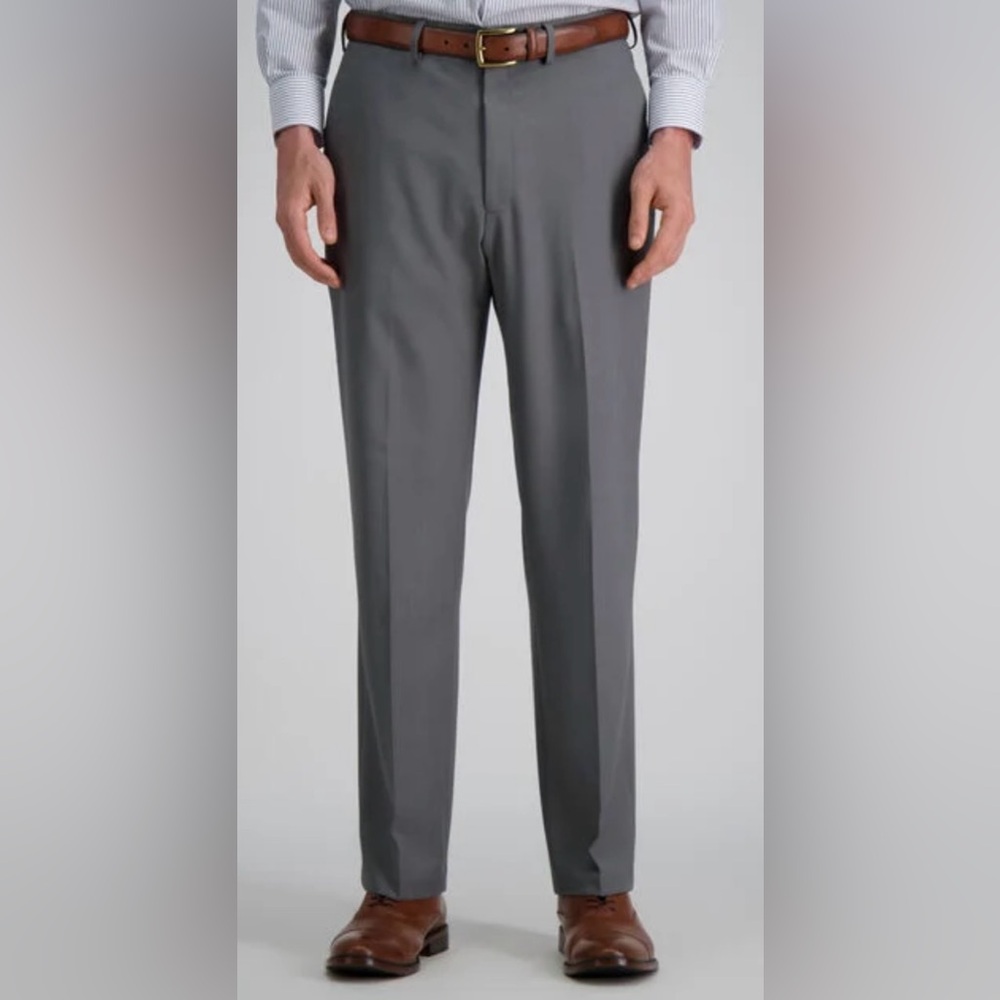 Men’s premium stretch straight fit dress pant Haggar 40x30 gray